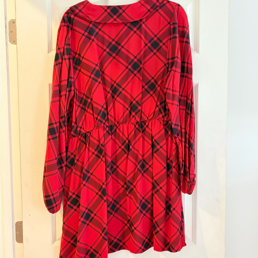 Old Navy Women’s Red Plaid Mini Dress With Bow Size XL - Picture 5 of 5